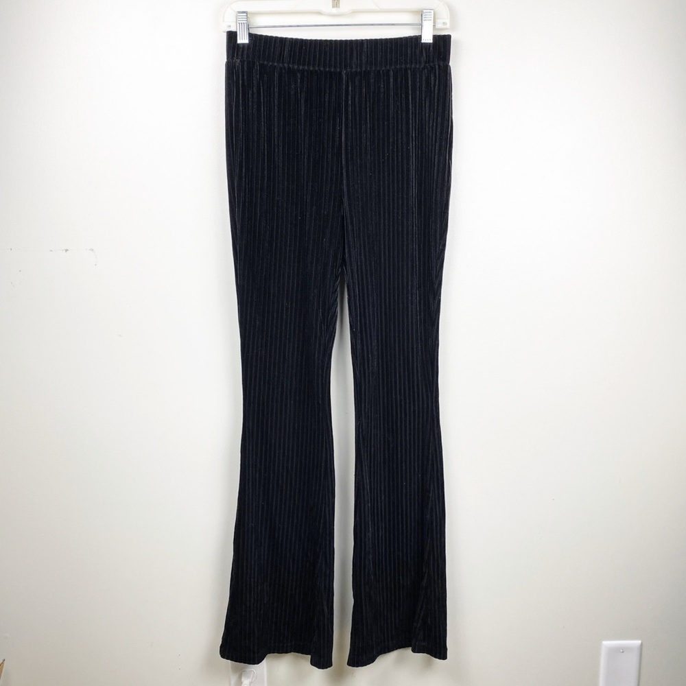 Shein Pants Bell Bottom Ribbed Pants Black